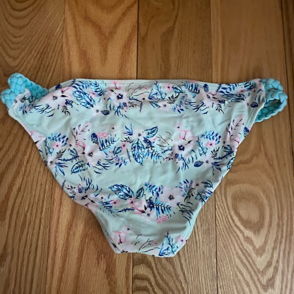 Teal Hawaiian floral bikini bottom - Picture 2 of 4